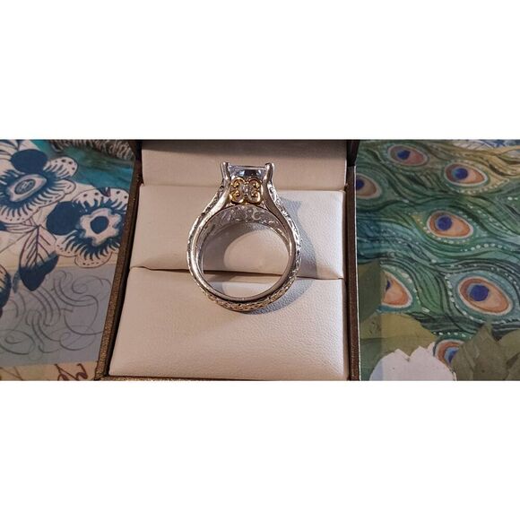 Spectacular New 14.86 Ct. Emerald Cut Sim Diamond Filligree Statement Ring Sz 9 - Picture 3 of 7